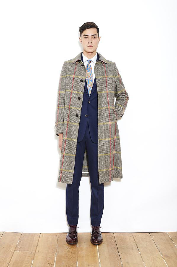 Mens check 2025 wool overcoat